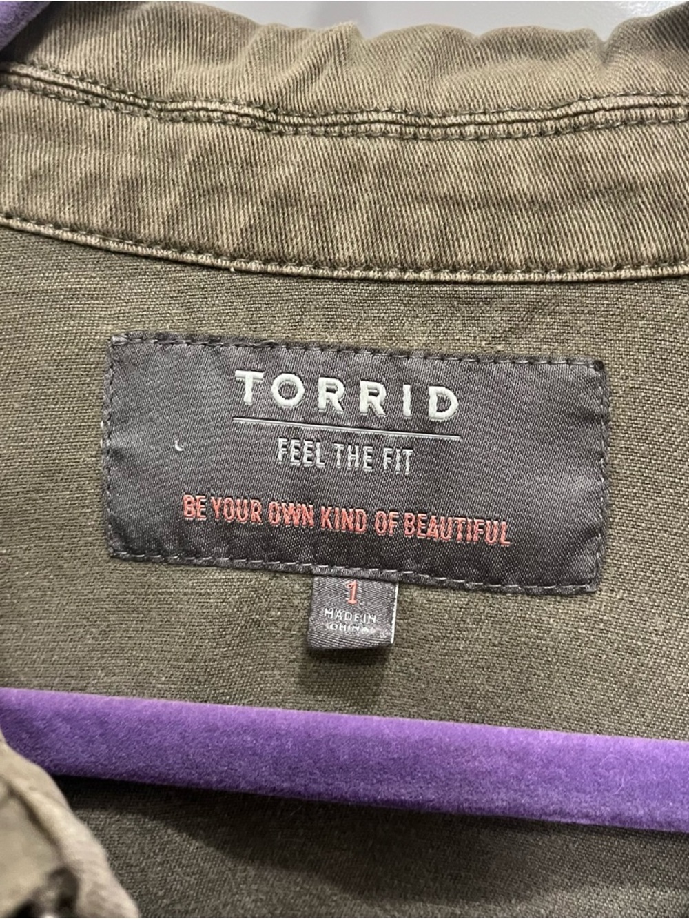 Torrid Olive Green Peplum Utility military twill button up jacket plus size 1X - Picture 2 of 6